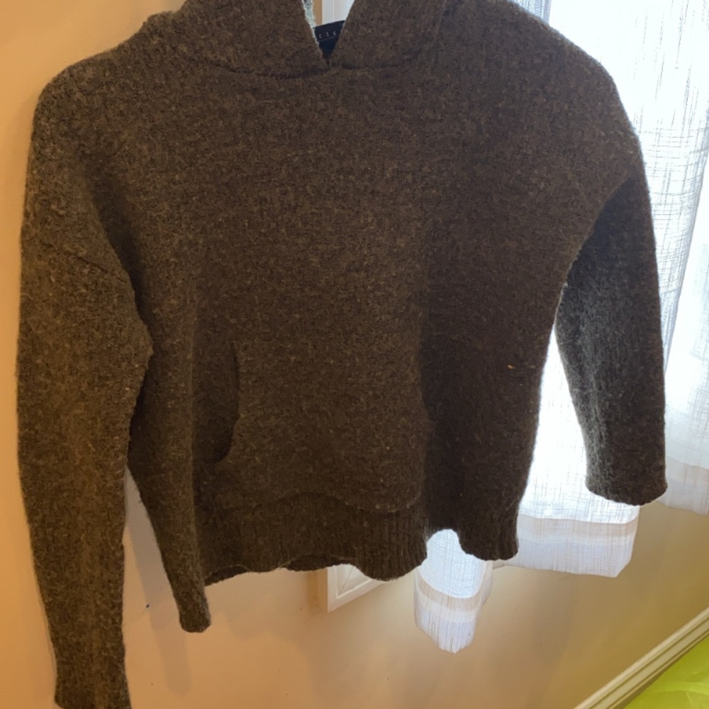 SMALL/PETITE Sanctuary Green Wooly/Textured Hood Sweater